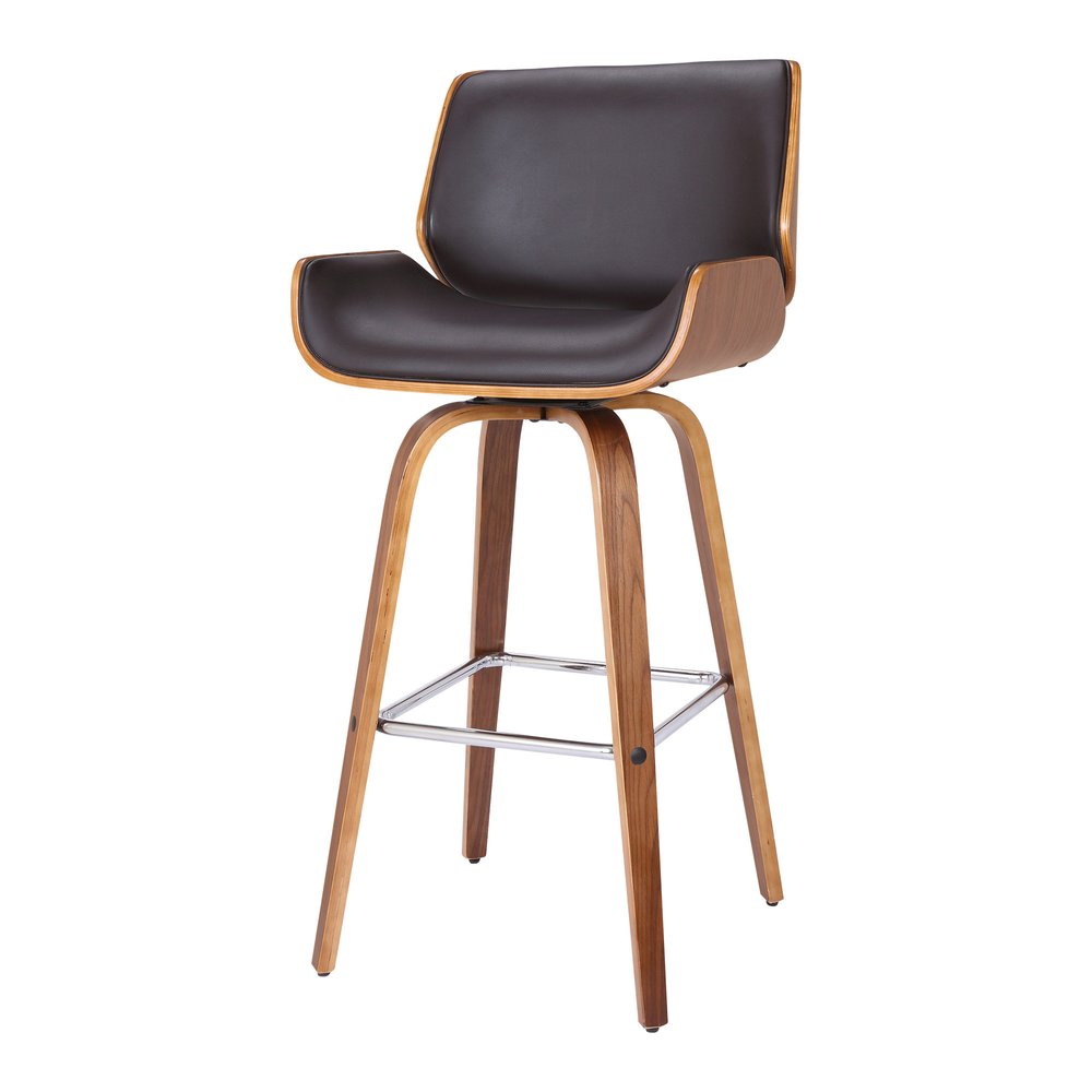 26" Brown Fabric And Solid Wood Low Back Counter Height Swivel Bar Chair HomeRoots