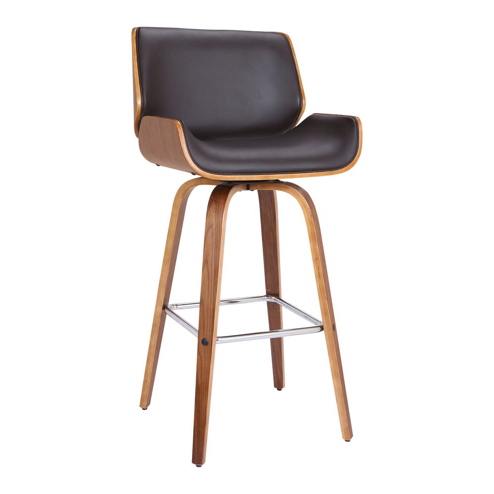 26" Brown Fabric And Solid Wood Low Back Counter Height Swivel Bar Chair HomeRoots