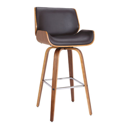 26" Brown Fabric And Solid Wood Low Back Counter Height Swivel Bar Chair HomeRoots