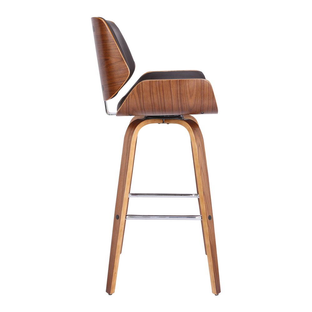 26" Brown Fabric And Solid Wood Low Back Counter Height Swivel Bar Chair HomeRoots