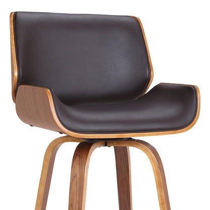 26" Brown Fabric And Solid Wood Low Back Counter Height Swivel Bar Chair HomeRoots
