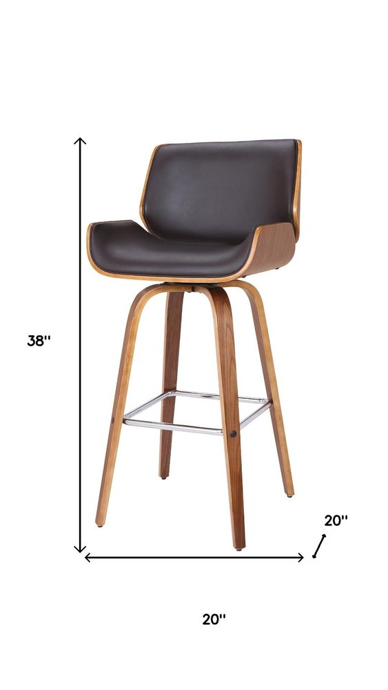 26" Brown Fabric And Solid Wood Low Back Counter Height Swivel Bar Chair HomeRoots
