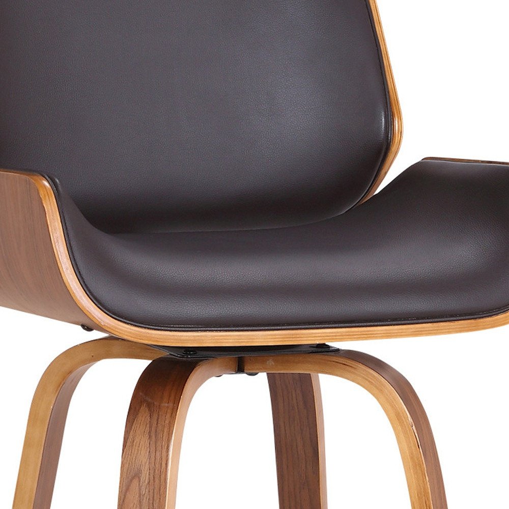 26" Brown Fabric And Solid Wood Low Back Counter Height Swivel Bar Chair HomeRoots