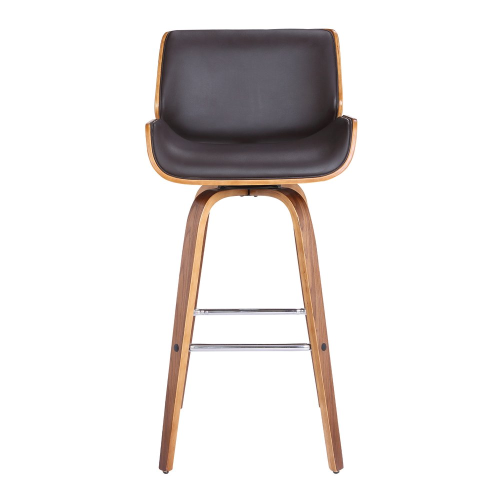 30" Brown Fabric And Solid Wood Low Back Bar Height Swivel Bar Chair HomeRoots
