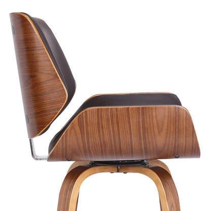 30" Brown Fabric And Solid Wood Low Back Bar Height Swivel Bar Chair HomeRoots