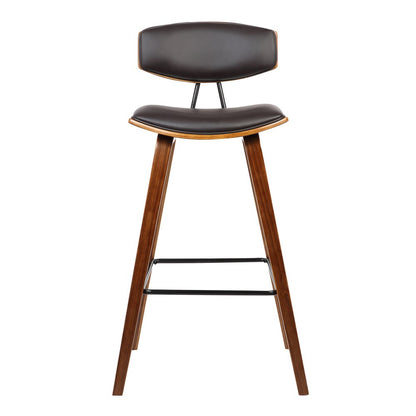 26" Brown Fabric And Solid Wood Low Back Counter Height Bar Chair HomeRoots