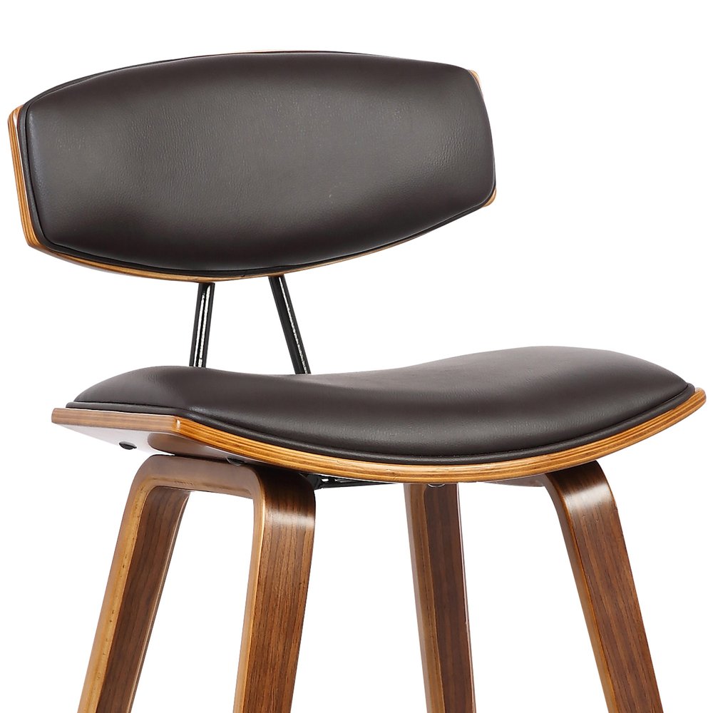 26" Brown Fabric And Solid Wood Low Back Counter Height Bar Chair HomeRoots