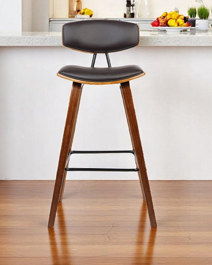 26" Brown Fabric And Solid Wood Low Back Counter Height Bar Chair HomeRoots