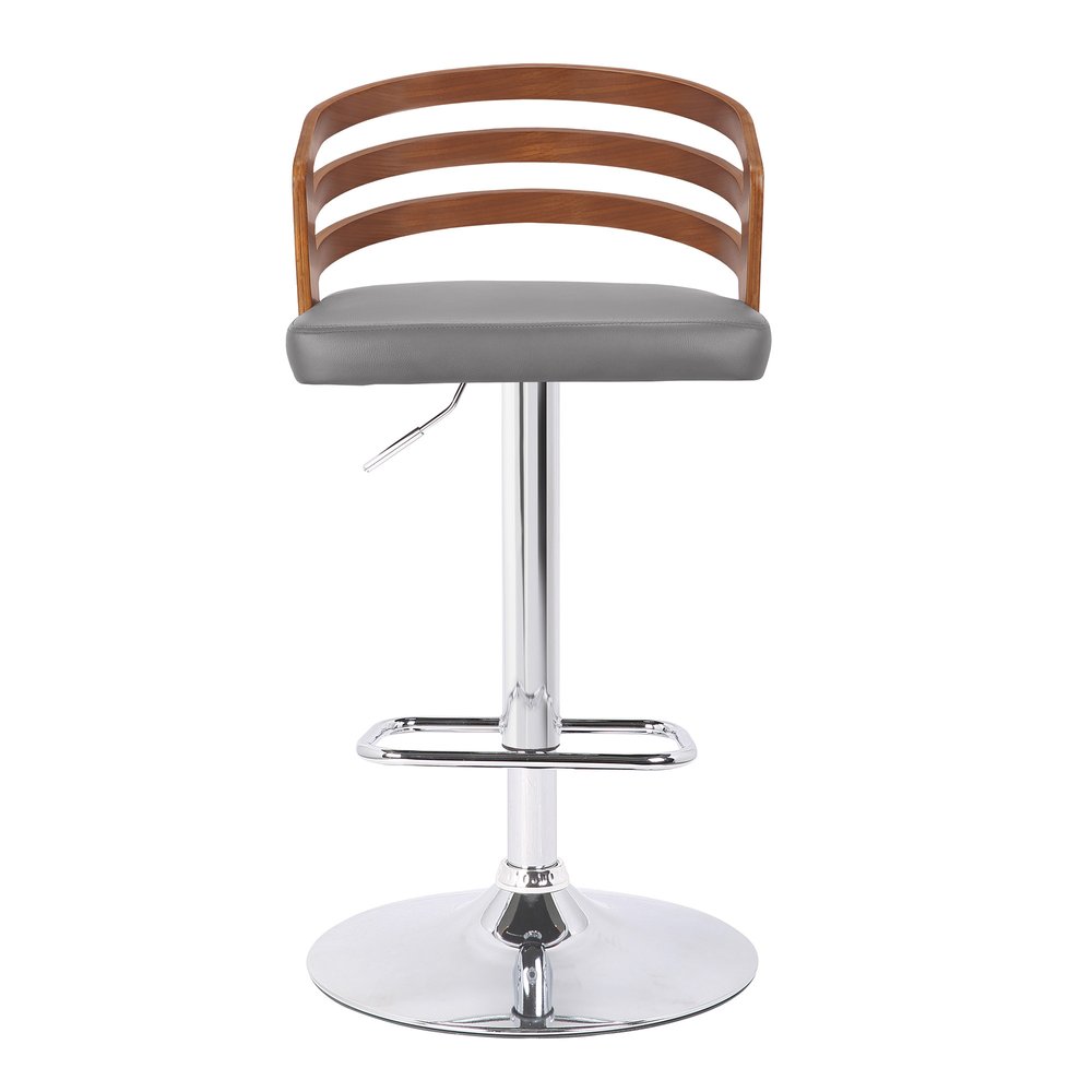 25" Gray And Silver Iron Swivel Low Back Adjustable Height Bar Chair HomeRoots
