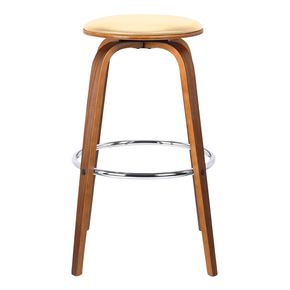 25" Cream And Brown Fabric And Iron Backless Counter Height Swivel Bar Chair HomeRoots