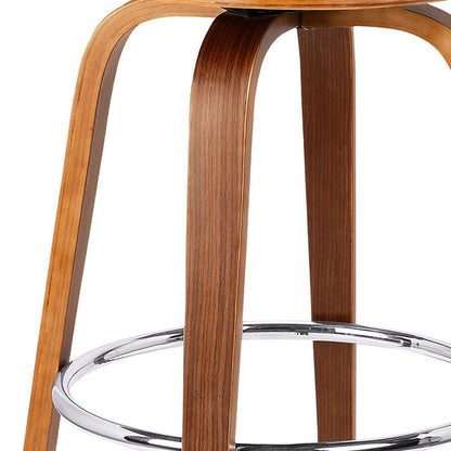 25" Cream And Brown Fabric And Iron Backless Counter Height Swivel Bar Chair HomeRoots