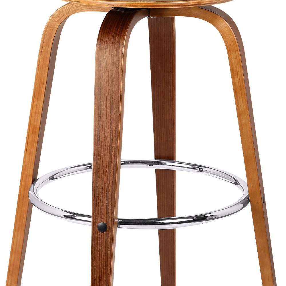 25" Cream And Brown Fabric And Iron Backless Counter Height Swivel Bar Chair HomeRoots