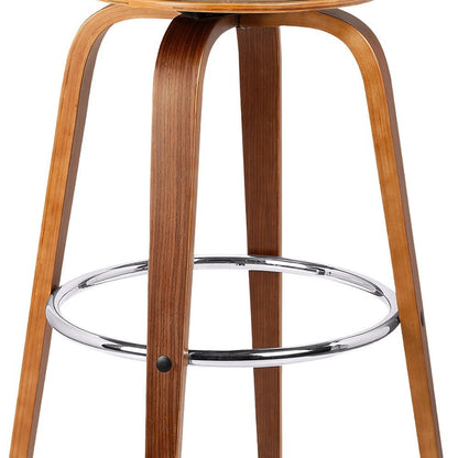 25" Cream And Brown Fabric And Iron Backless Counter Height Swivel Bar Chair HomeRoots