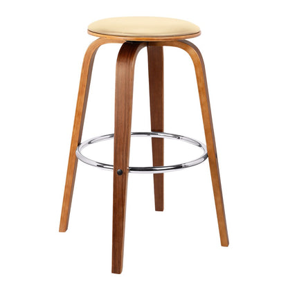 25" Cream And Brown Fabric And Iron Backless Counter Height Swivel Bar Chair HomeRoots