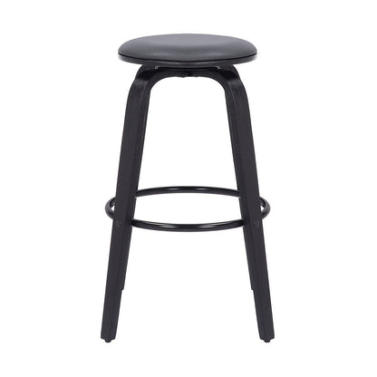 29" Gray And Black Solid Wood Swivel Backless Bar Height Bar Chair HomeRoots