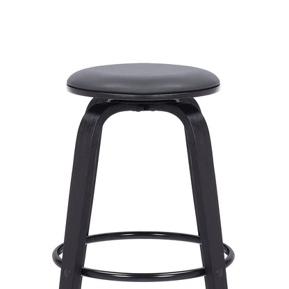 29" Gray And Black Fabric And Solid Wood Backless Bar Height Swivel Bar Chair HomeRoots