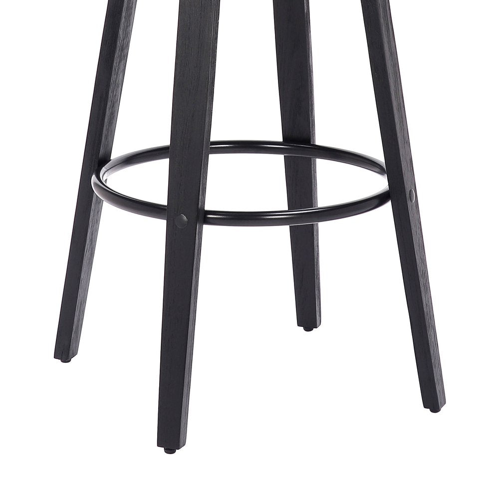 29" Gray And Black Solid Wood Swivel Backless Bar Height Bar Chair HomeRoots
