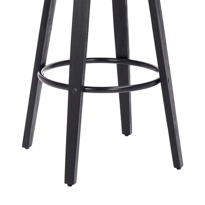 29" Gray And Black Solid Wood Swivel Backless Bar Height Bar Chair HomeRoots