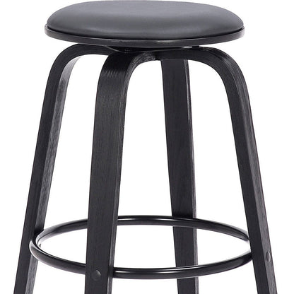 29" Gray And Black Solid Wood Swivel Backless Bar Height Bar Chair HomeRoots