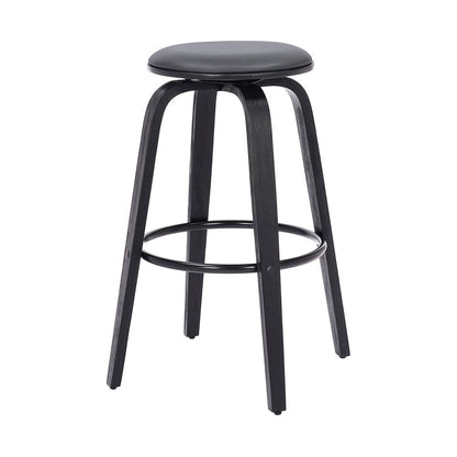 29" Gray And Black Solid Wood Swivel Backless Bar Height Bar Chair HomeRoots