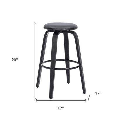 29" Gray And Black Solid Wood Swivel Backless Bar Height Bar Chair HomeRoots