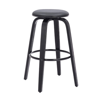 29" Gray And Black Fabric And Solid Wood Backless Bar Height Swivel Bar Chair HomeRoots
