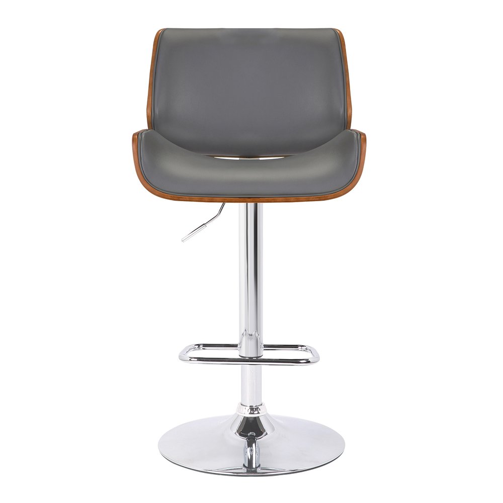 Gray And Silver Fabric And Iron Low Back Adjustable Height Swivel Bar Chair HomeRoots