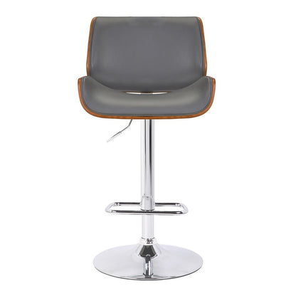 Gray And Silver Fabric And Iron Low Back Adjustable Height Swivel Bar Chair HomeRoots