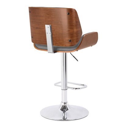 Gray And Silver Fabric And Iron Low Back Adjustable Height Swivel Bar Chair HomeRoots