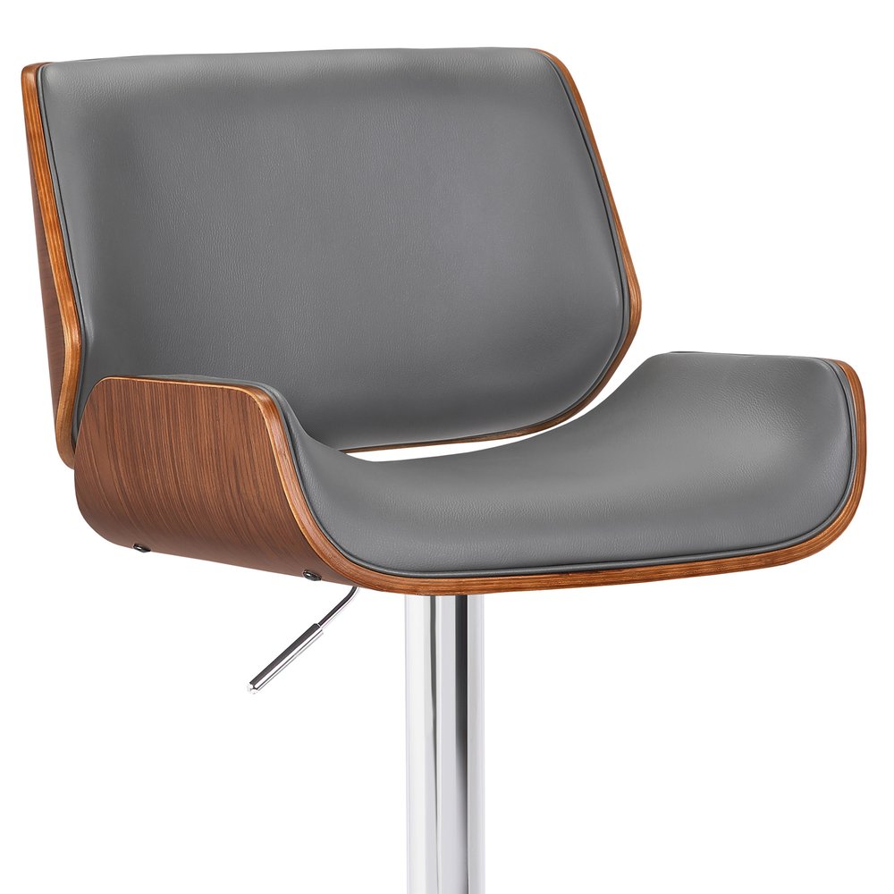 Gray And Silver Fabric And Iron Low Back Adjustable Height Swivel Bar Chair HomeRoots