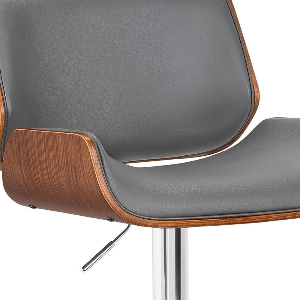Gray And Silver Fabric And Iron Low Back Adjustable Height Swivel Bar Chair HomeRoots