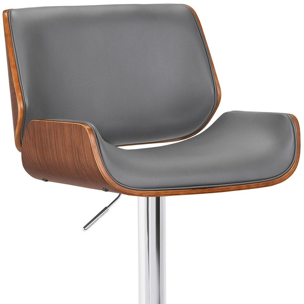 Gray And Silver Fabric And Iron Low Back Adjustable Height Swivel Bar Chair HomeRoots
