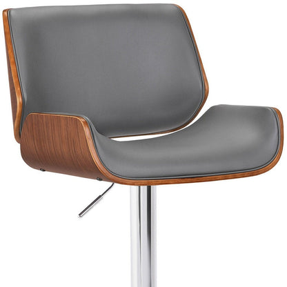 Gray And Silver Fabric And Iron Low Back Adjustable Height Swivel Bar Chair HomeRoots