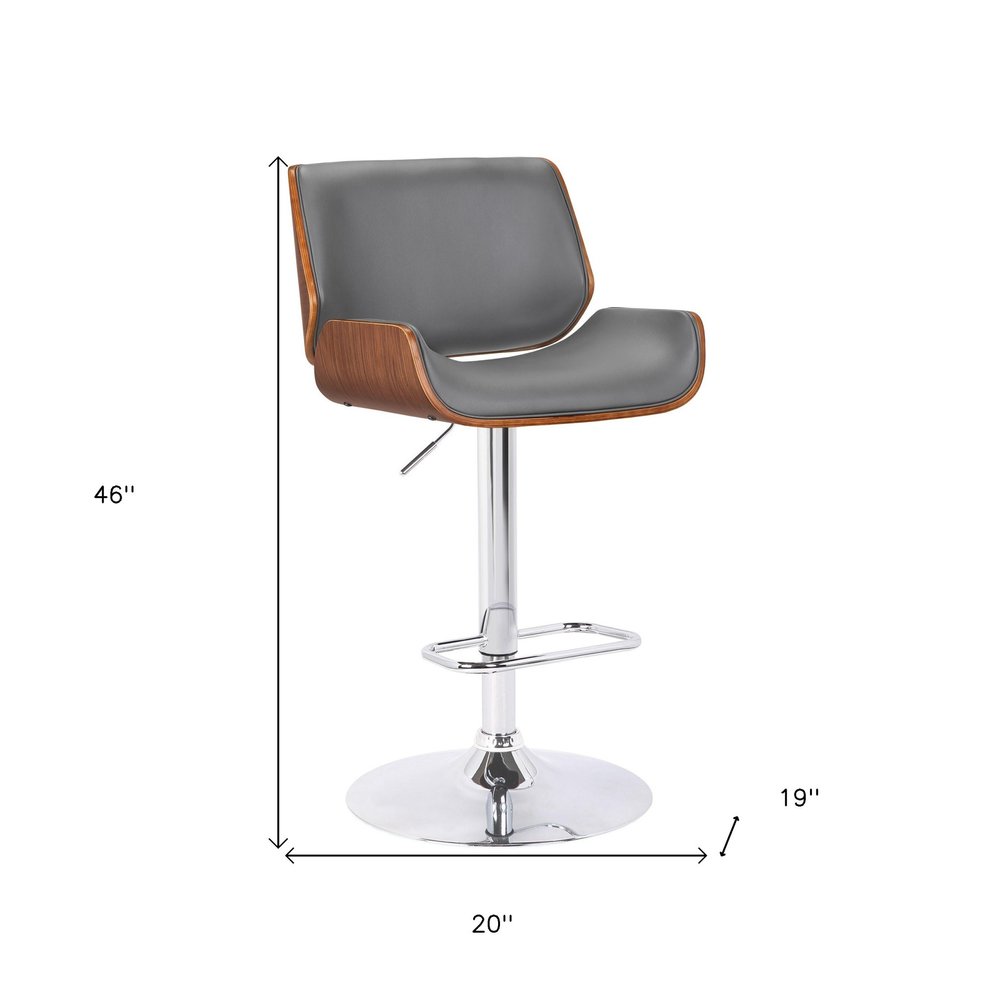 Gray And Silver Fabric And Iron Low Back Adjustable Height Swivel Bar Chair HomeRoots