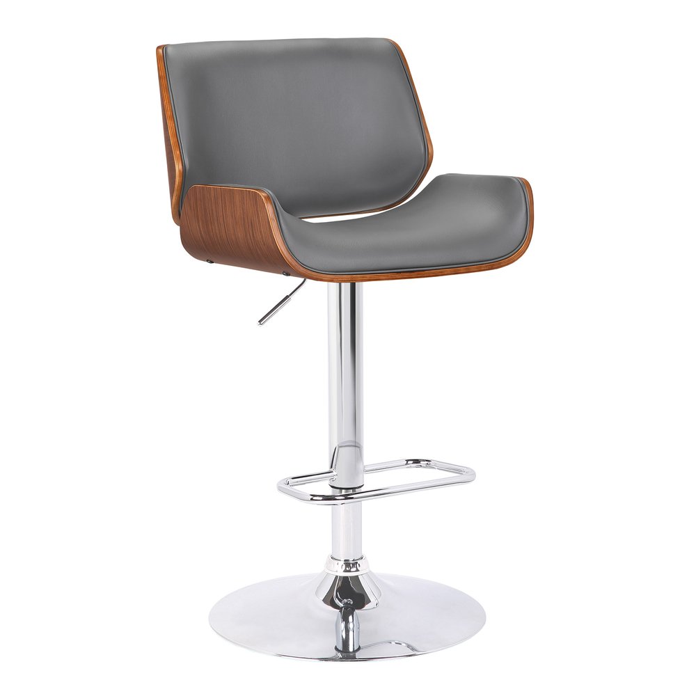 Gray And Silver Fabric And Iron Low Back Adjustable Height Swivel Bar Chair HomeRoots