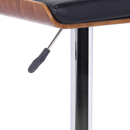Black And Silver Fabric And Iron Backless Adjustable Height Bar Chair HomeRoots
