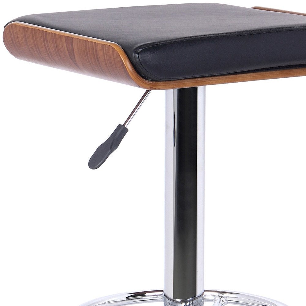 Black And Silver Fabric And Iron Backless Adjustable Height Bar Chair HomeRoots