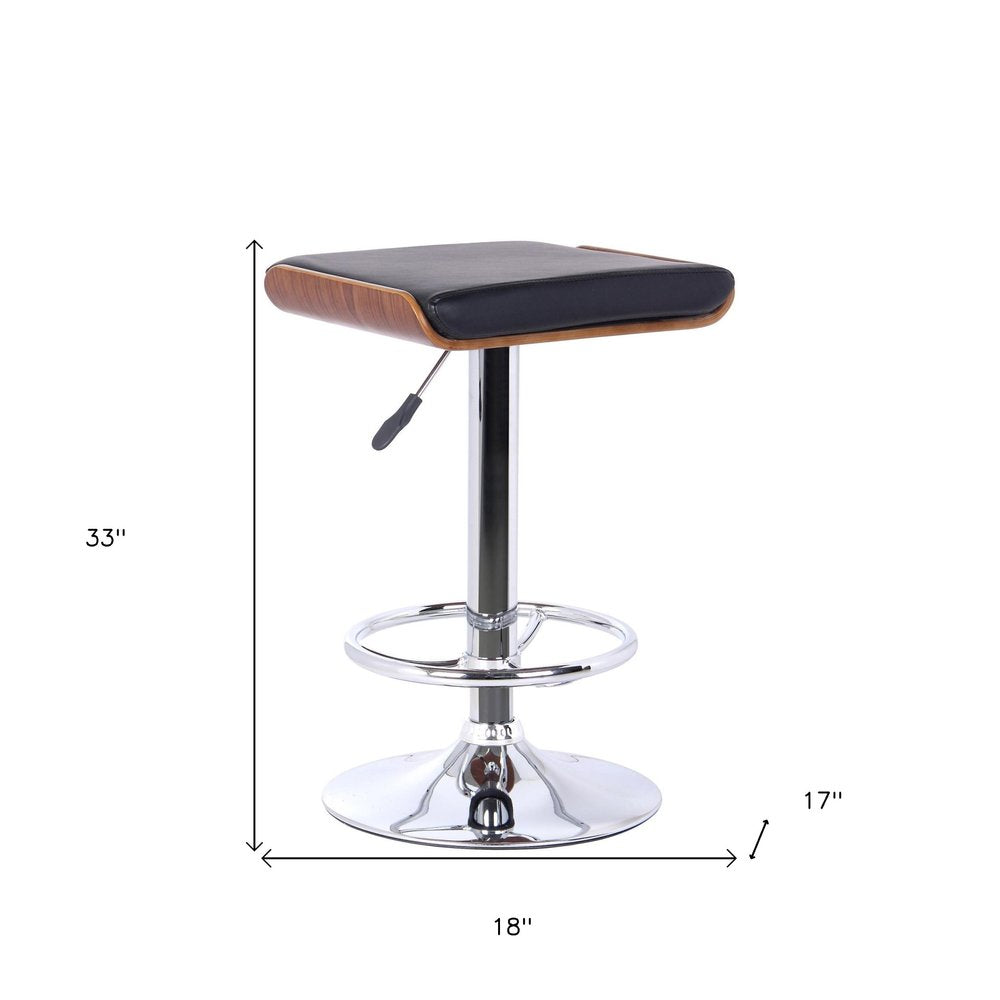 Black And Silver Fabric And Iron Backless Adjustable Height Bar Chair HomeRoots