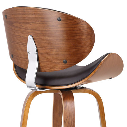 26" Brown Faux Leather And Fabric And Iron Low Back Counter Height Swivel Bar Chair HomeRoots