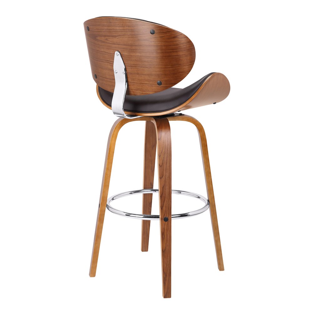 26" Brown Faux Leather And Fabric And Iron Low Back Counter Height Swivel Bar Chair HomeRoots