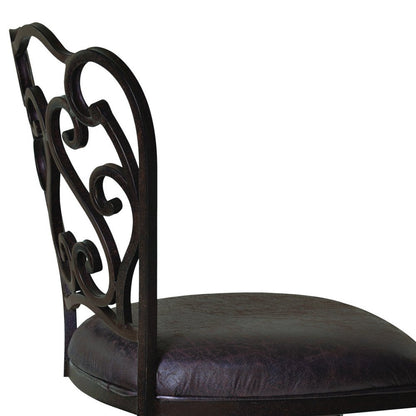 26" Espresso Fabric And Iron Counter Height Swivel Bar Chair HomeRoots