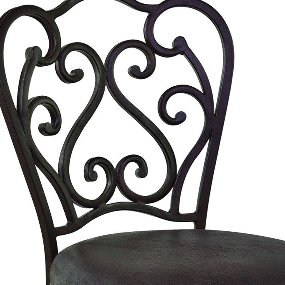 26" Espresso Fabric And Iron Counter Height Swivel Bar Chair HomeRoots