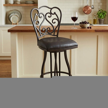 26" Espresso Iron Swivel Counter Height Bar Chair HomeRoots