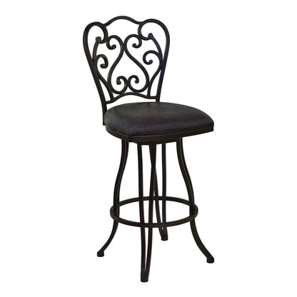 30" Espresso Fabric And Iron Bar Height Swivel Bar Chair HomeRoots