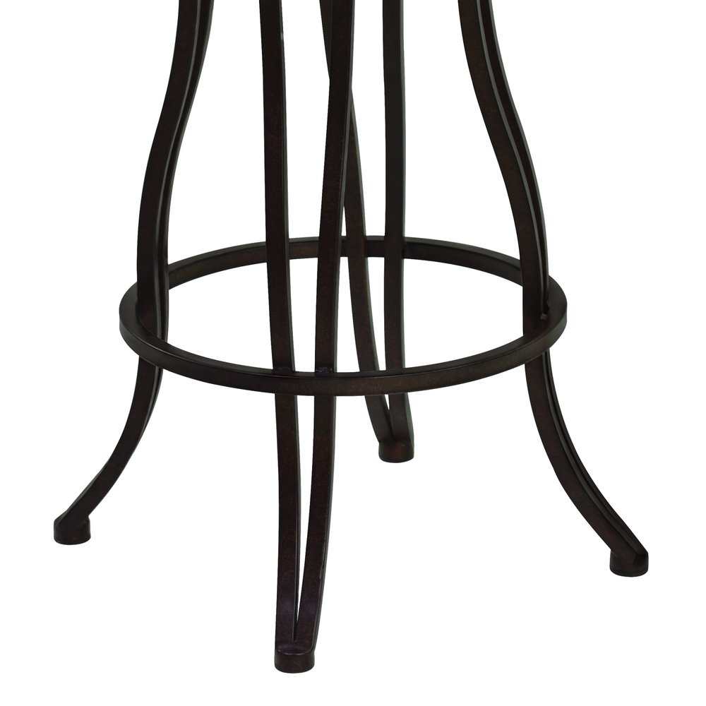 30" Espresso Fabric And Iron Bar Height Swivel Bar Chair HomeRoots