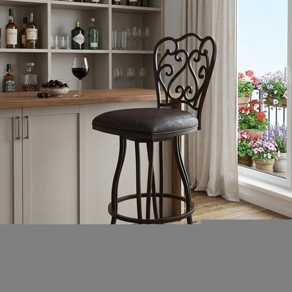 30" Espresso Iron Swivel Bar Height Bar Chair HomeRoots