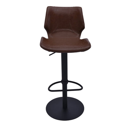21" Coffee And Black Faux Leather And Fabric And Iron Low Back Adjustable Height Swivel Bar Chair HomeRoots