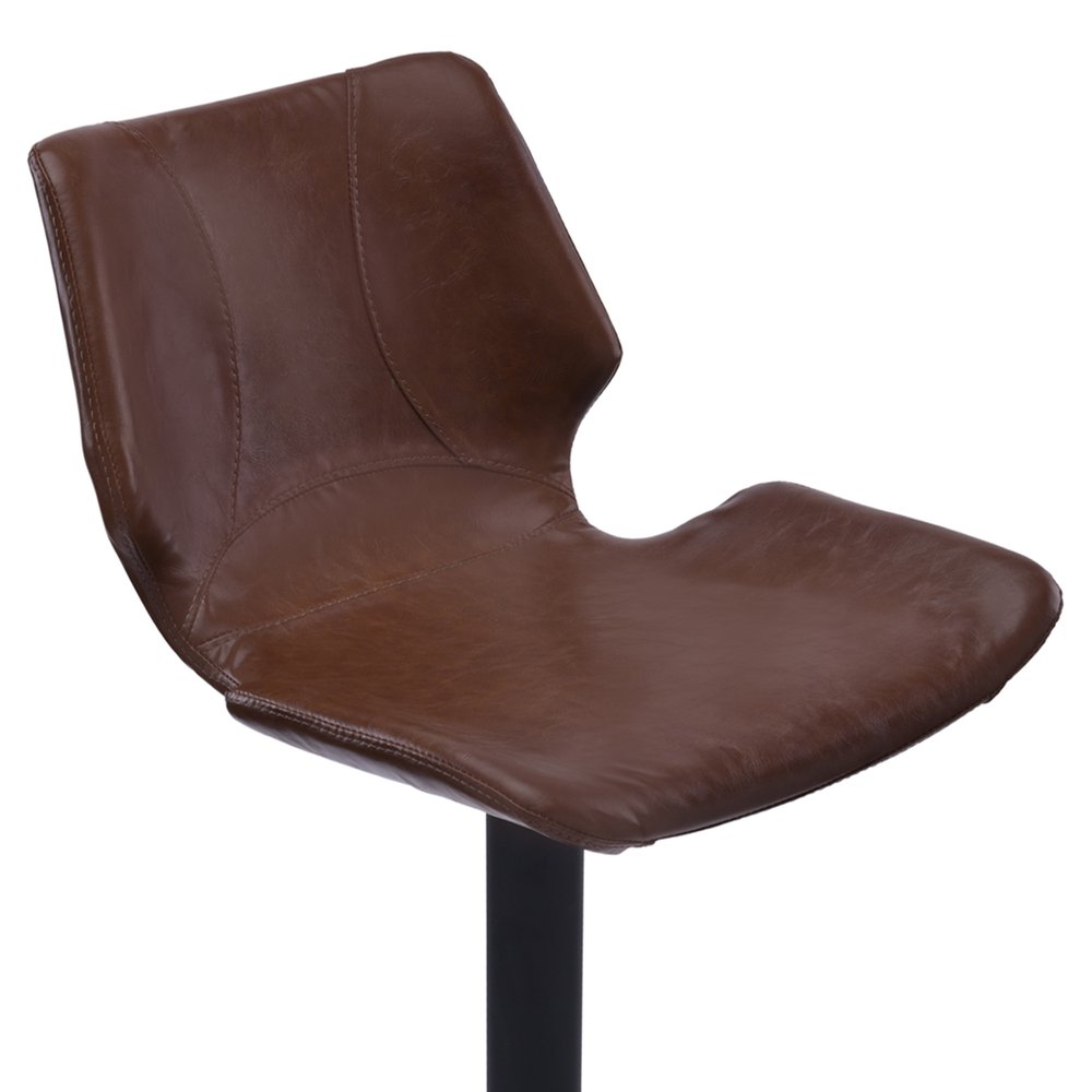21" Coffee And Black Faux Leather And Fabric And Iron Low Back Adjustable Height Swivel Bar Chair HomeRoots