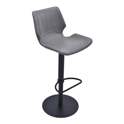 21" Gray And Black Faux Leather And Iron Swivel Low Back Adjustable Height Bar Chair