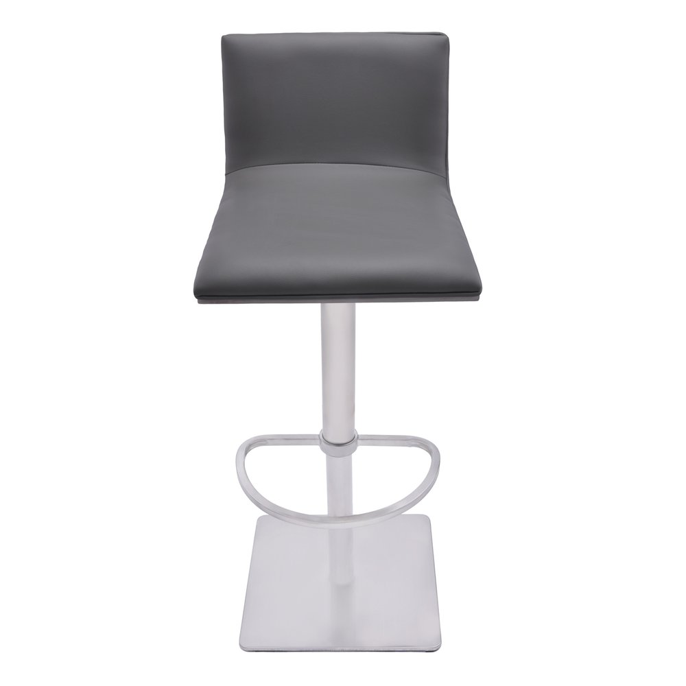 21" Gray And Silver Fabric And Iron Backless Adjustable Height Swivel Bar Chair HomeRoots